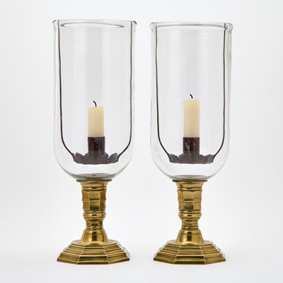 Lot 410 - Pair of Louis XIV Style Brass and Glass Photophores