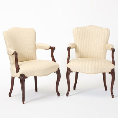 Lot 461 - Pair of George III Mahogany Upholstered Armchairs