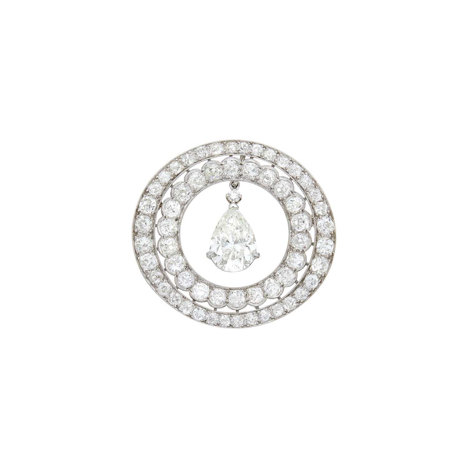 Lot 1144 - Platinum and Diamond Circle Brooch