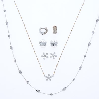 Lot 3125 - Group of White and Yellow Gold and Diamond Jewelry