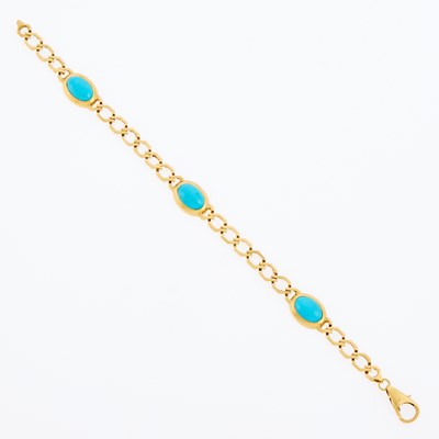 Lot 3255 - Gold and Turquoise Bracelet