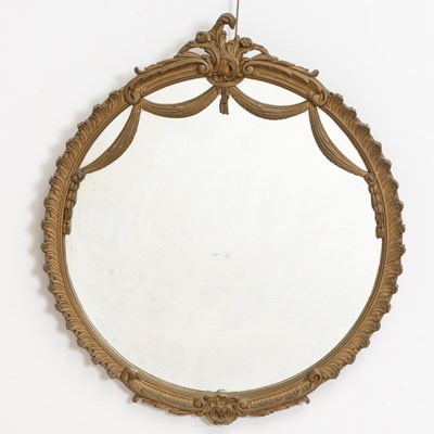 Lot 348 - Composition Round Painted Carved Mirror