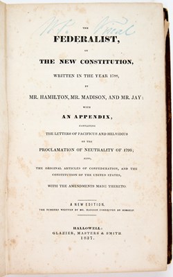 Lot 179 - The third American edition The Federalist