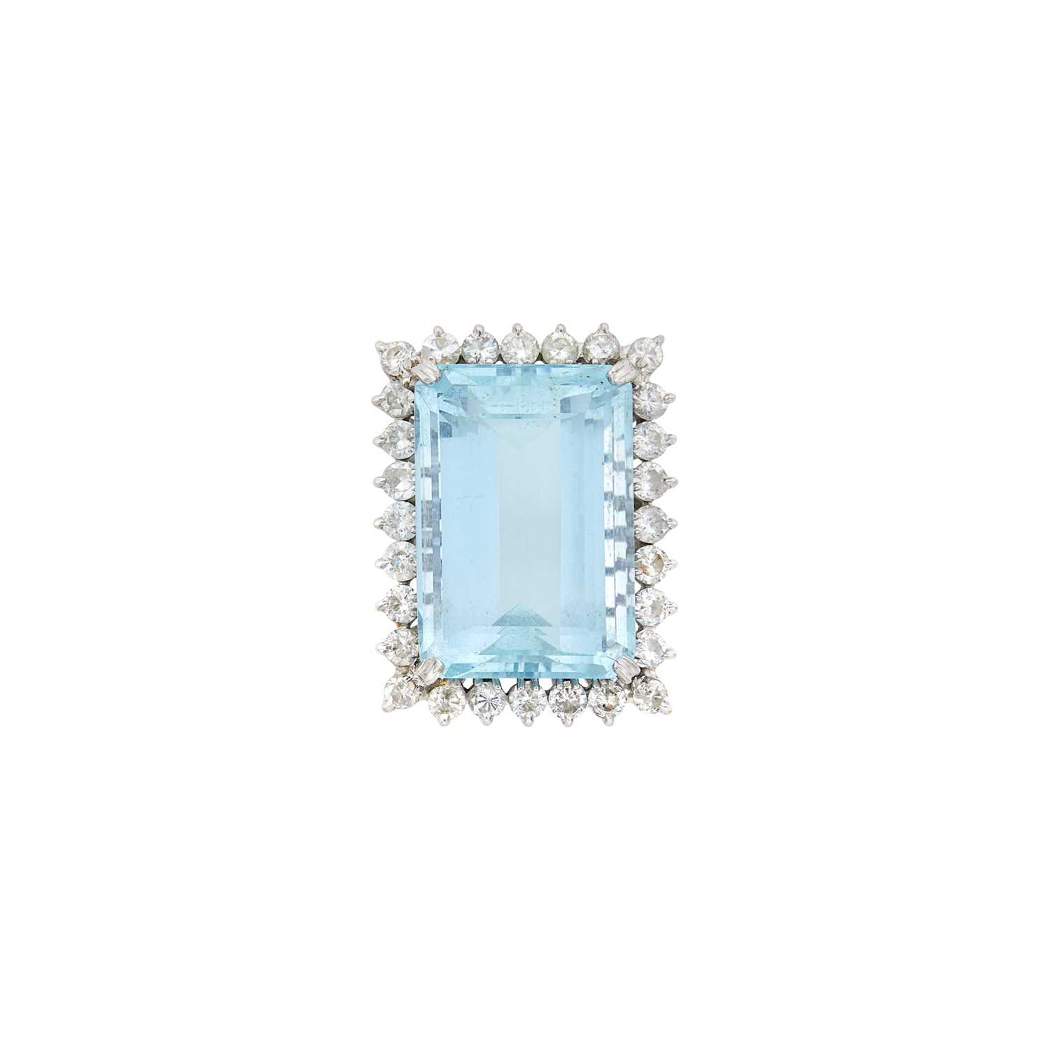 Lot 1031 - White Gold, Aquamarine and Diamond Ring