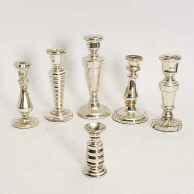 Lot 358 - Group of Six Assorted Mercury Glass Candlesticks