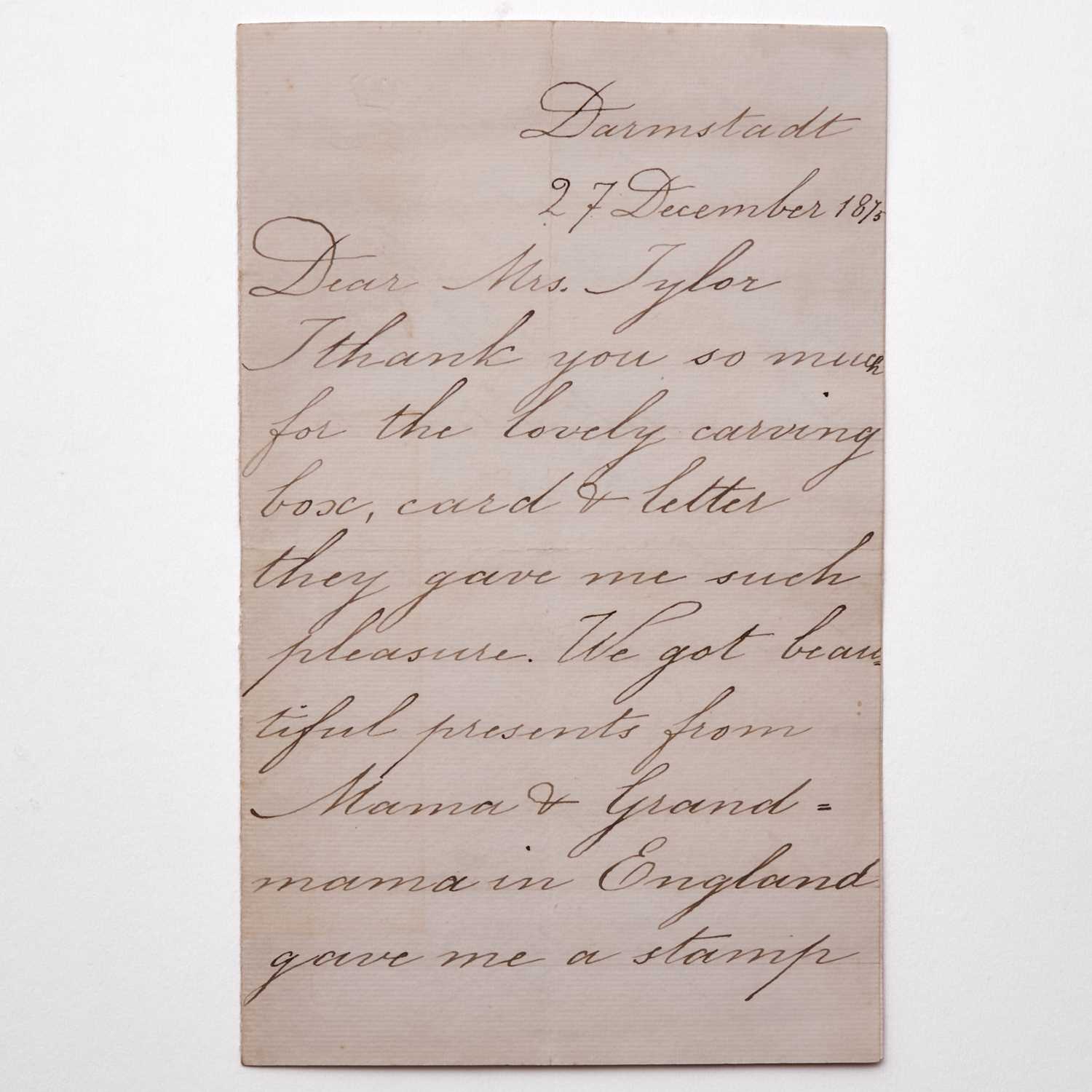 Lot 168 - Grand Duchess Elizabeth Feodorovna: Letter to Isabella Tylor, 1875