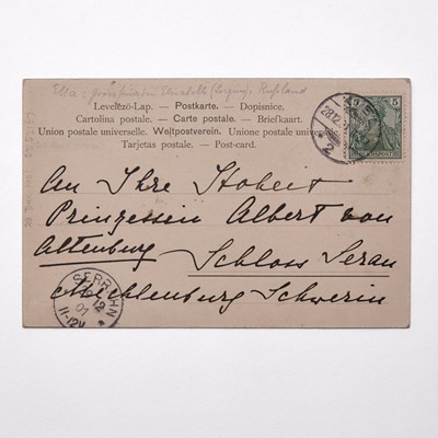 Lot 172 - Grand Duchess Elizabeth Feodorovna: Postcard Inscribed to Duchess Helene of Mecklenburg-Strelitz