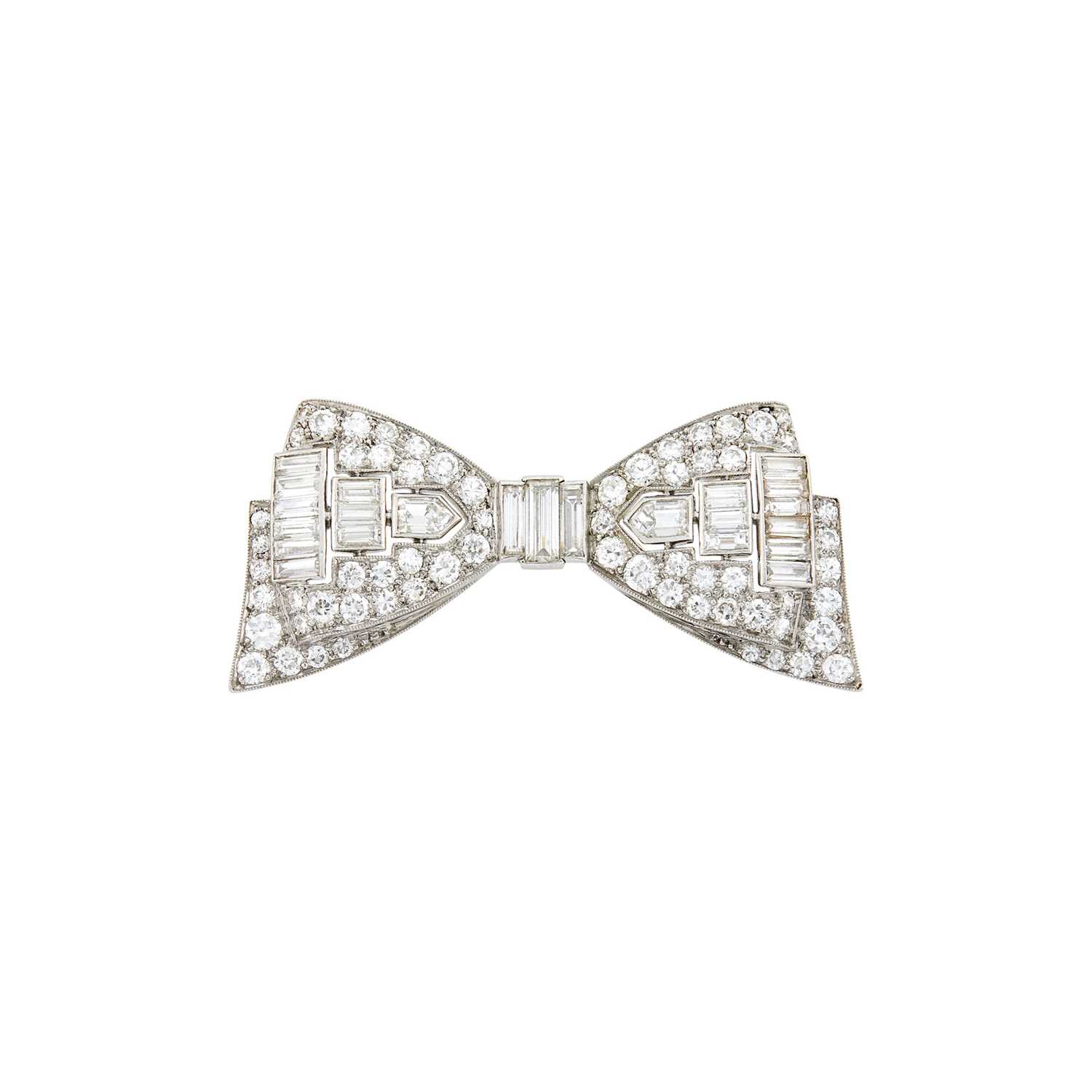 Lot 180 - Tiffany & Co. Platinum and Diamond Bow Brooch