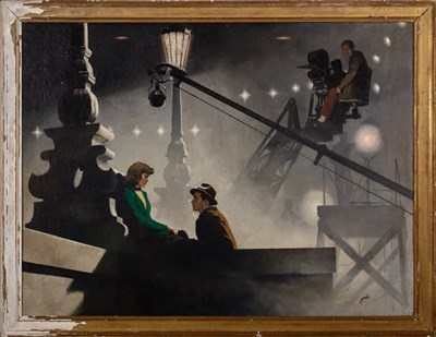 Lot 590 - A moody noir painting titled On Set