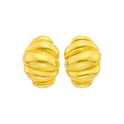 Lot 3087 - Pair of Gold Earclips