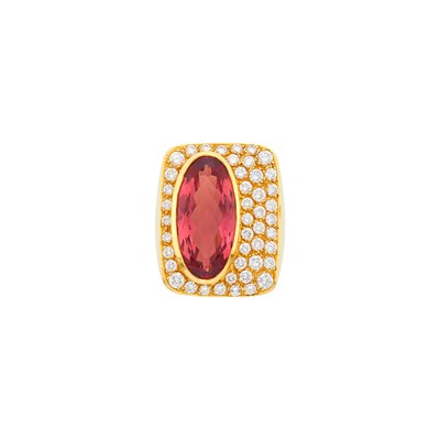 Lot 2098 - Gold, Pink Tourmaline and Diamond Ring