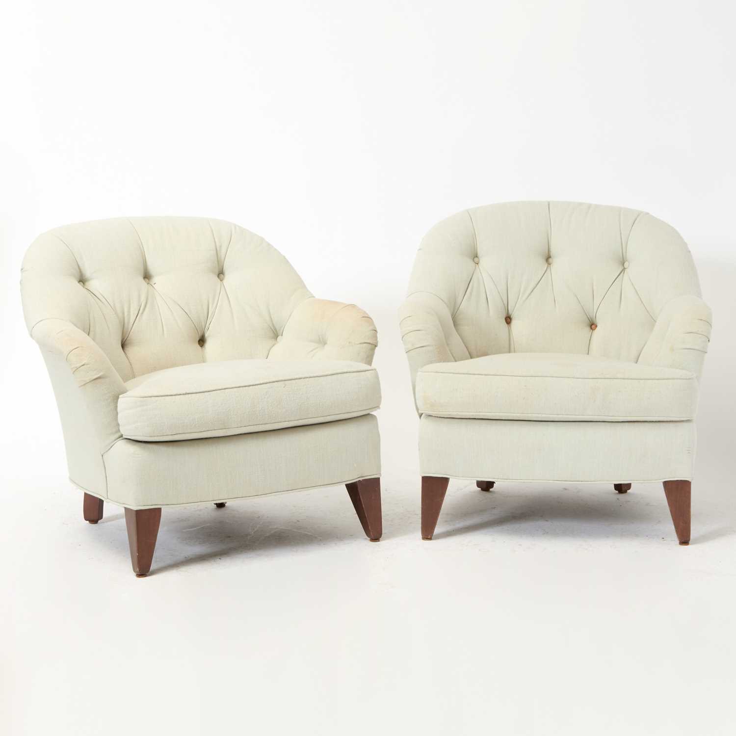 Lot 543 - Pair of Upholstered Mahogany Tub Chairs
