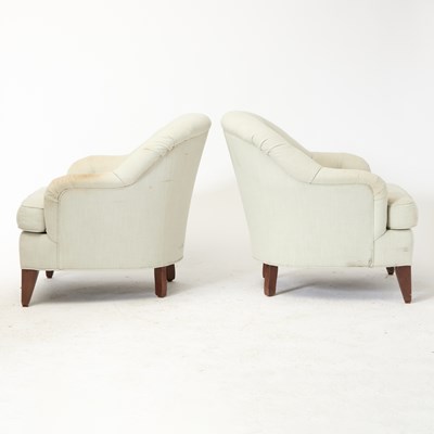Lot 543 - Pair of Upholstered Mahogany Tub Chairs