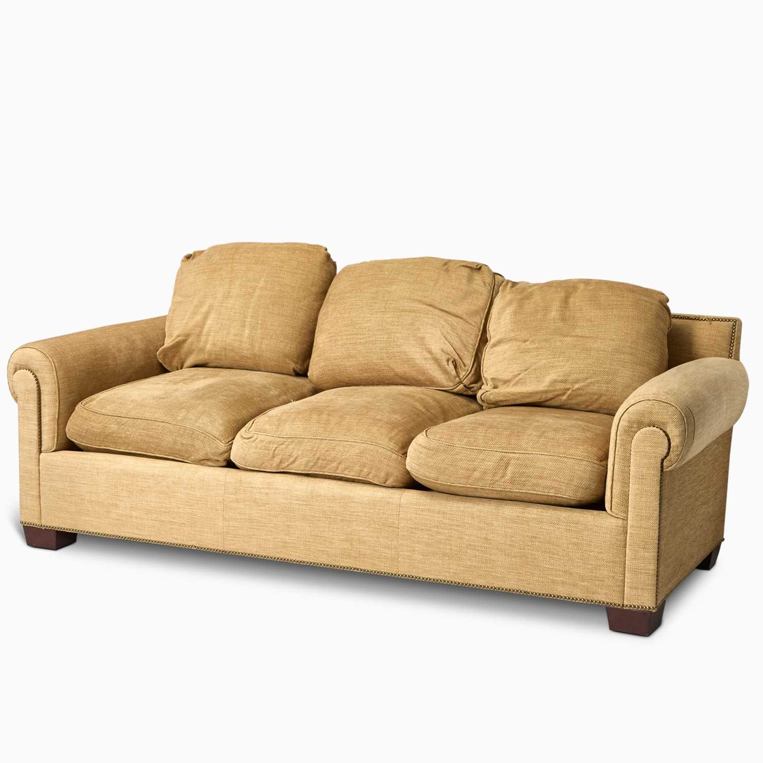 Lot 562 - Upholstered Loose-Cushion Three-Seat Sofa with Nailhead Trim