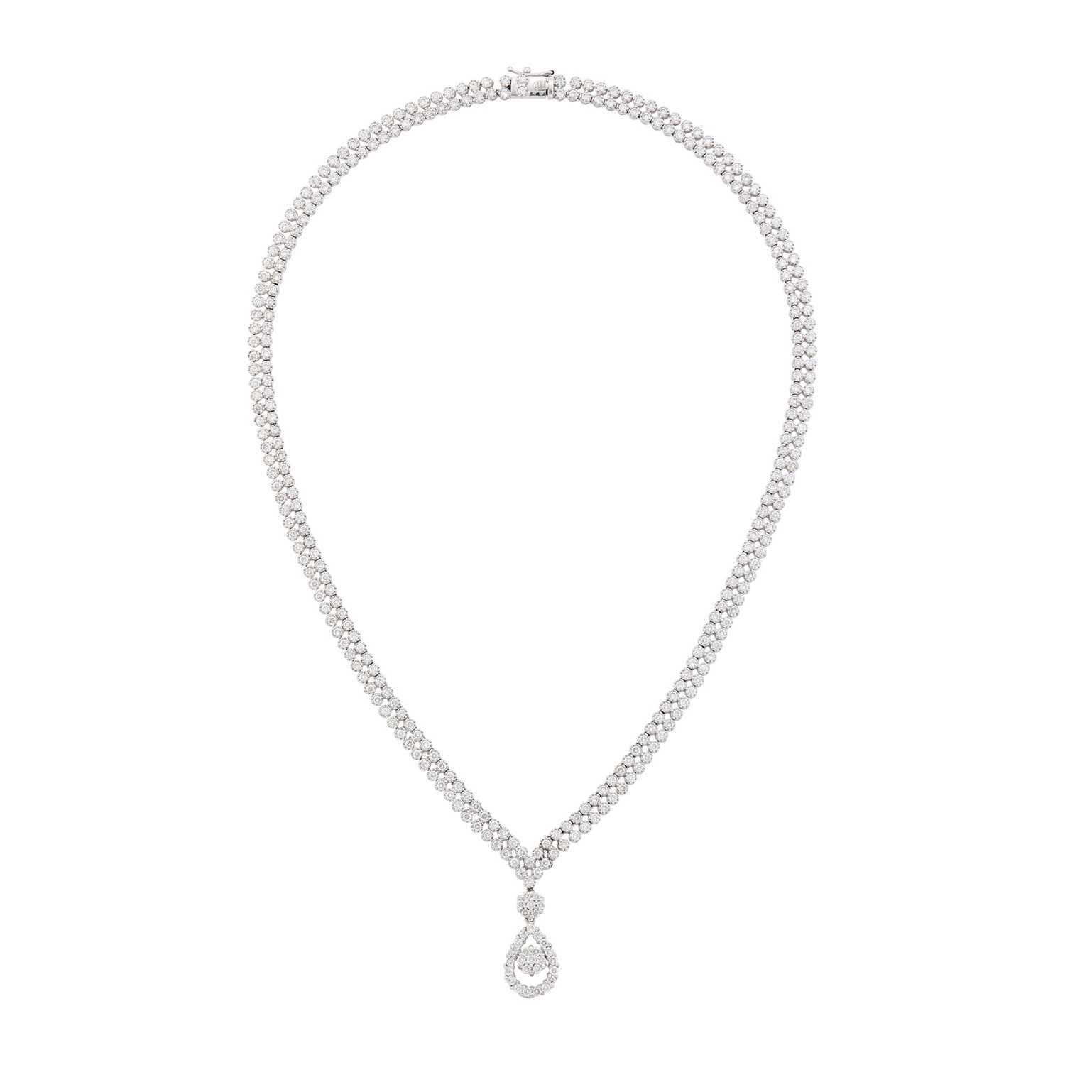 Lot 1044 - White Gold and Diamond Pendant-Necklace