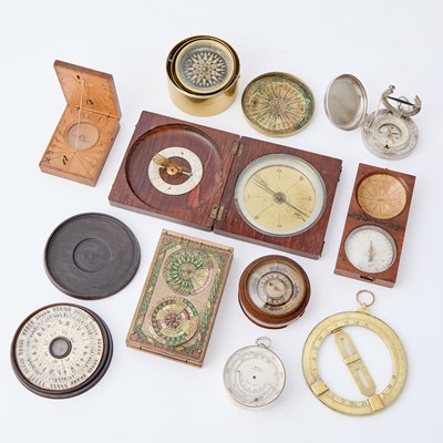 Lot 68 - A collection of ten pocket-sized instruments for navigation and timekeeping