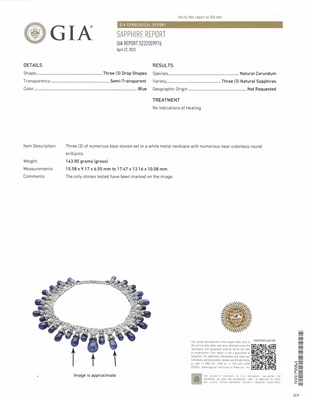 Lot 1134 - Silver, Sapphire and Diamond Fringe Necklace and Pair of Pendant-Earrings