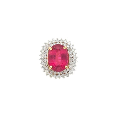 Lot 2063 - Two-Color Gold, Pink Tourmaline and Diamond Ring