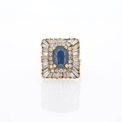 Lot 2066 - Gold, Sapphire and Diamond Ballerina Ring