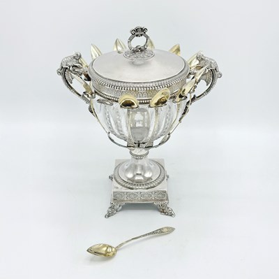 Lot 1215 - French Sterling Silver Mounted Cut Glass Master Sugar