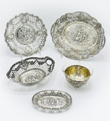 Lot 1227 - Group of Five Reticulated Silver Table Articles