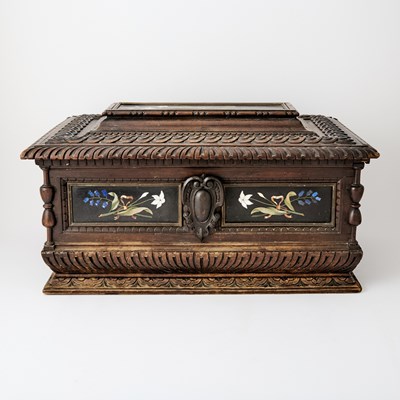 Lot 303 - Italian Pietre Dure Inset Walnut Casket