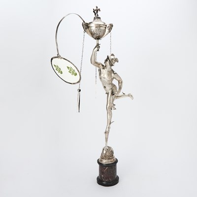 Lot 211 - Continental Silver Figure of Mercury Mounted as a Lamp