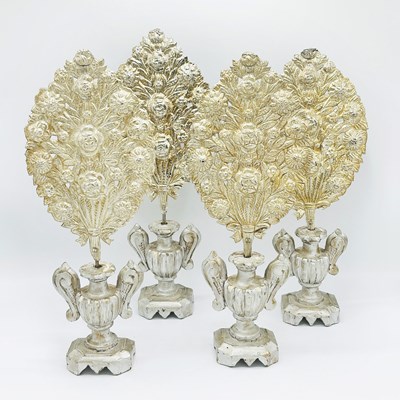 Lot 1199 - Set of Four Silvered Candle Reflectors
