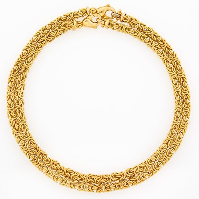 Lot 2226 - Two Gold Fancy Link Necklaces