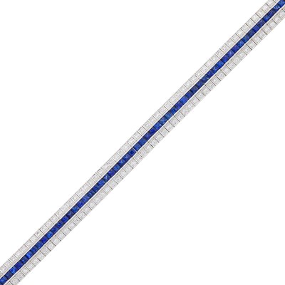Lot 2079 - Platinum, Sapphire and Diamond Bracelet