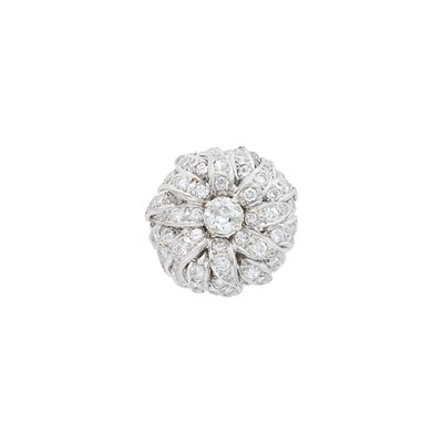 Lot 2034 - White Gold and Diamond Flower Dome Ring