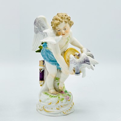Lot 1194 - Meissen Porcelain Figure of a Putto with Doves