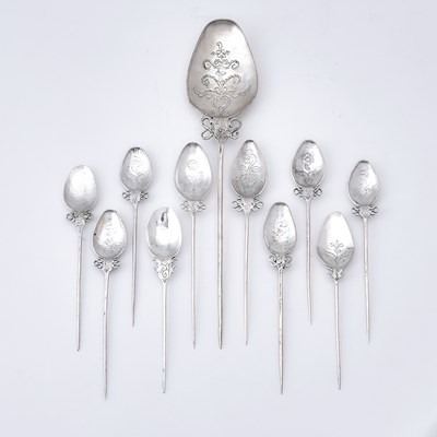 Lot 195 - Ten Spanish Colonial Silver Tupu Shawl Pins