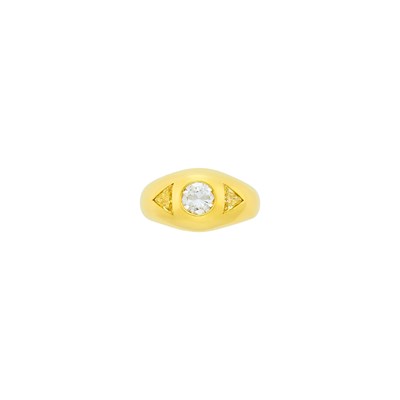 Lot 2091 - Mounted by Cartier Gold, Diamond and Colored Diamond Gypsy Ring