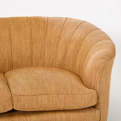 Lot 557 - Upholstered Blondewood Love Seat