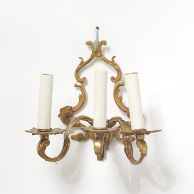 Lot 561 - Pair of Continental Bronze Three-Light Sconces