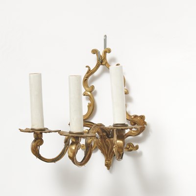 Lot 561 - Pair of Continental Bronze Three-Light Sconces