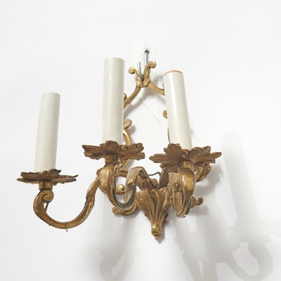 Lot 561 - Pair of Continental Bronze Three-Light Sconces