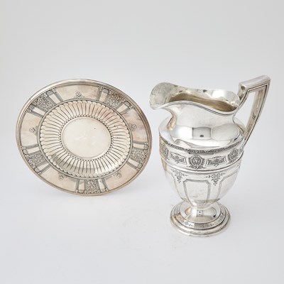 Lot 181 - Graff, Washbourne & Dunn for Brand-Chatillon Sterling Silver Water Pitcher and Similar Footed Stand