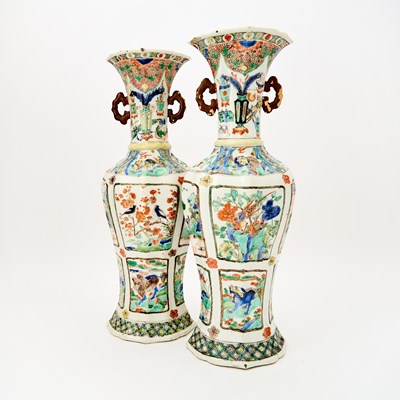 Lot 192 - A Pair of Chinese Famille Verte Porcelain Vases