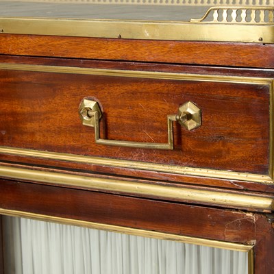 Lot 589 - Louis XVI Brass Mounted Marble Top Mahogany Side Cabinet