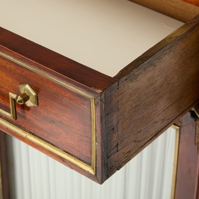 Lot 589 - Louis XVI Brass Mounted Marble Top Mahogany Side Cabinet