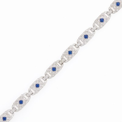 Lot 2126 - White Gold, Sapphire and Diamond Link Bracelet