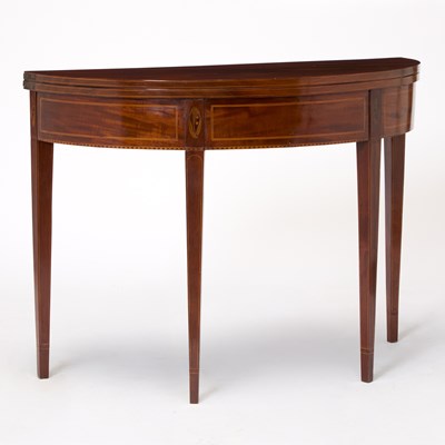 Lot 1130 - Federal Inlaid Mahogany Demilune Card Table
