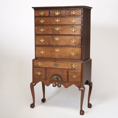 Lot 1062 - Queen Anne Maple High Chest of Drawers