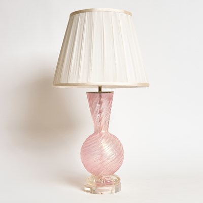 Lot 65 - Murano Silver Flecked Pink Glass Lamp