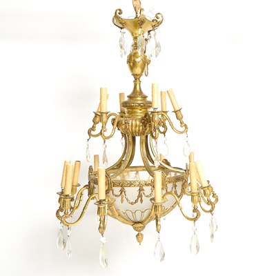 Lot 195 - Victorian Style Gilt-Bronze and Glass Twenty-Light Chandelier