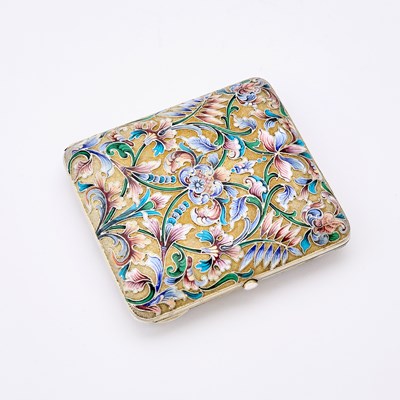 Lot 77 - Russian Silver-Gilt and Cloisonné Enamel Cigarette Case
