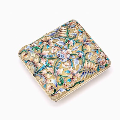 Lot 77 - Russian Silver-Gilt and Cloisonné Enamel Cigarette Case