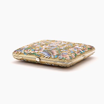 Lot 77 - Russian Silver-Gilt and Cloisonné Enamel Cigarette Case
